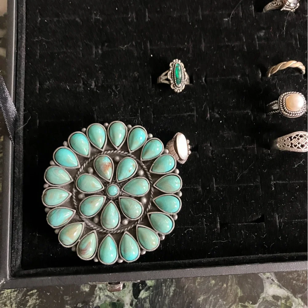 Double Ranch Tooled Black belt & turquoise (imitation) - Picture 10 of 10